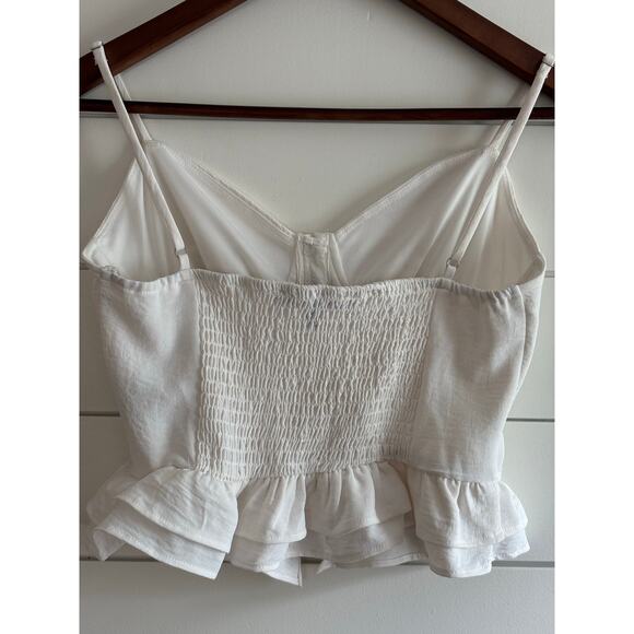 Women’s White Corset Style Ruffle Hem Top Size M— Y2K Aesthetic | Coquette Style - Picture 5 of 10